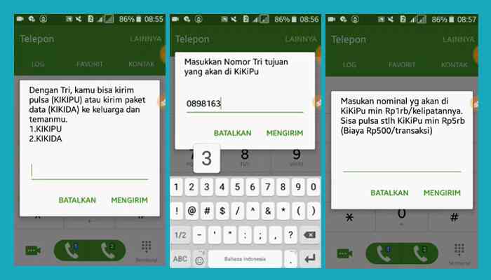Cara Kirim Pulsa via Nomor TRI